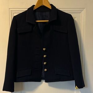 Beautifully Tailored Vintage Navy Blazer with Gold Buttons